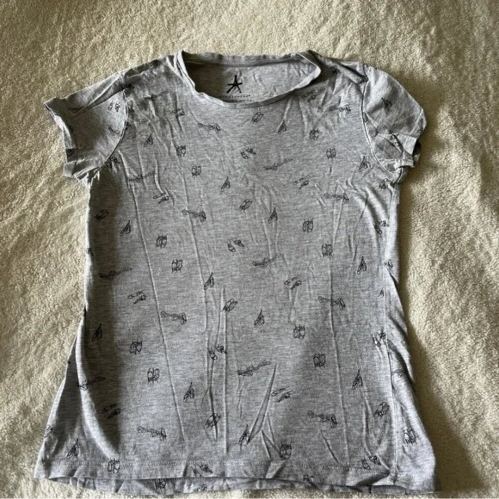 Primark T Shirt Ballet Slipper Print Gray Short Sleeve Graphic Tee Size 6
